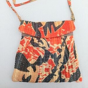 Crossbody Boho fabric bag, lined, EUC